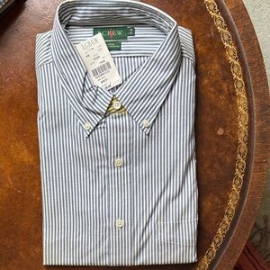 NWT J. Crew Factoey Men's button down Shirt in Blue & White Stripes